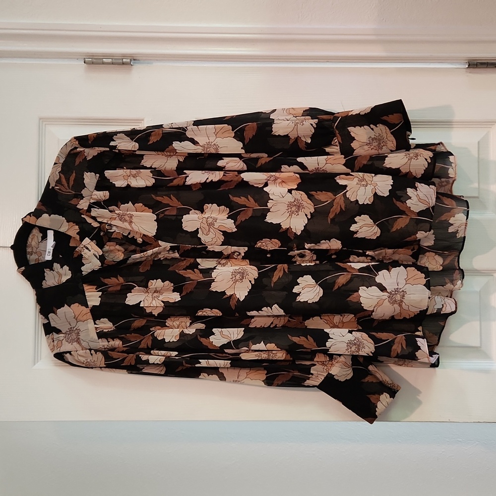 Nordstrom Rack DR2 Sz 2x Sheer Floral Office Career top preowned